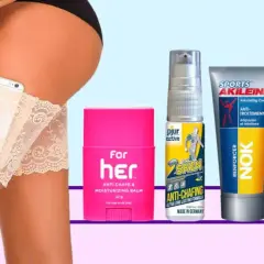 Protector de muslos de encaje con bolsillo para móvil y productos para prevenir rozaduras en los muslos.
