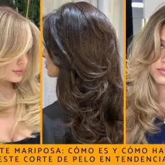 Tres mujeres con el corte mariposa, un estilo de cabello en capas que evoca la ligereza de las alas de una mariposa.
