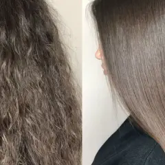 Antes y después: pelo encrespado y sin vida vs. pelo liso y brillante. Descubre cómo quitar el frizz del pelo para un resultado espectacular.