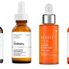 Cuatro sueros con vitamina C para la cara: Skinceuticals C E Ferulic, The Ordinary, Paula's Choice Resist C15 y La Roche-Posay Pure Vitamin C10.