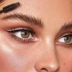 Cepillo peinando unas cejas perfectas para un laminado de cejas impecable.