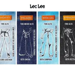 Ilustraciones de varios tipos de pantalones: flare, mom fit, palazzo, wide leg, straight y skinny. Guía de estilos de pantalones.