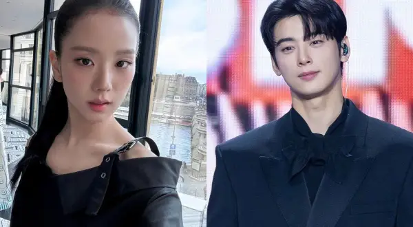 Jisoo y su posible pareja, Cha Eun-woo, posan para la cámara.