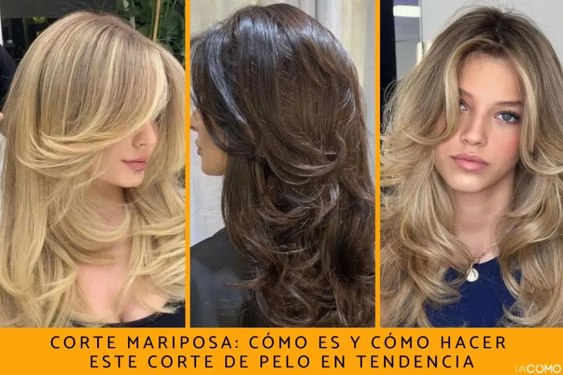 Tres mujeres con el corte mariposa, un estilo de cabello en capas que evoca la ligereza de las alas de una mariposa.