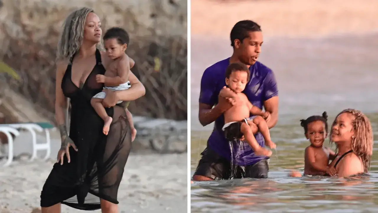 Rihanna y ASAP Rocky disfrutan de un día en la playa con sus hijos.